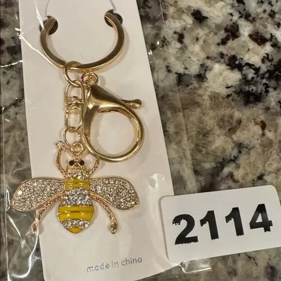 2114‎ Rhinestone, Bee Key Ring & Bag Charm