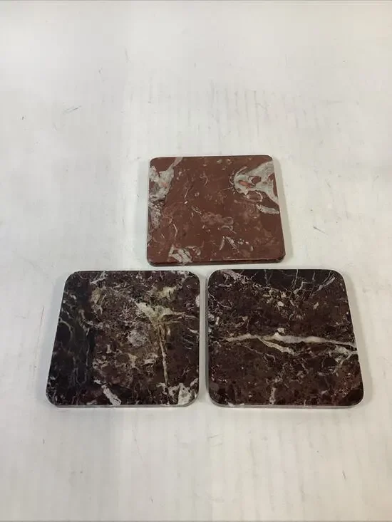 Set Of 3 Vintage Marble Coasters
