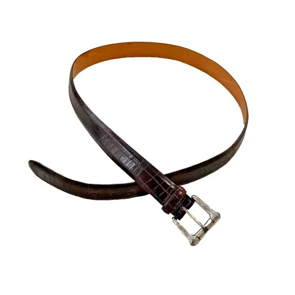 Vintage Martin Dingman Alligator Grain Belt Brown Calfskin Leather Belt Men's 40