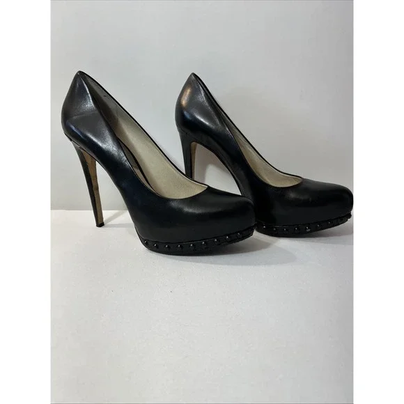 Michael Kors Black Platform Pumps Ailee Studded Leather Size 10 Y2K Luxury