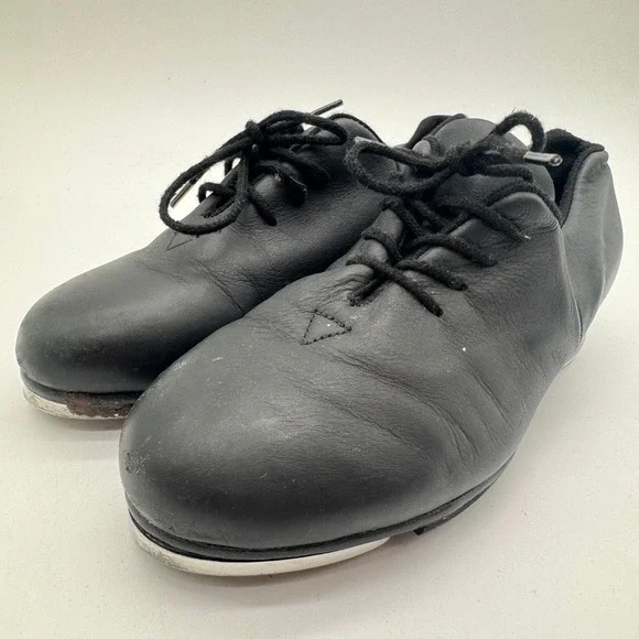 Bloch Shockwave Black Leather Lace Up Tap Shoes Kids Size 1.5 Dance Performance