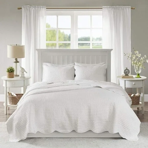 Madison Park Tuscany Coverlet Set King/Cal King White 108