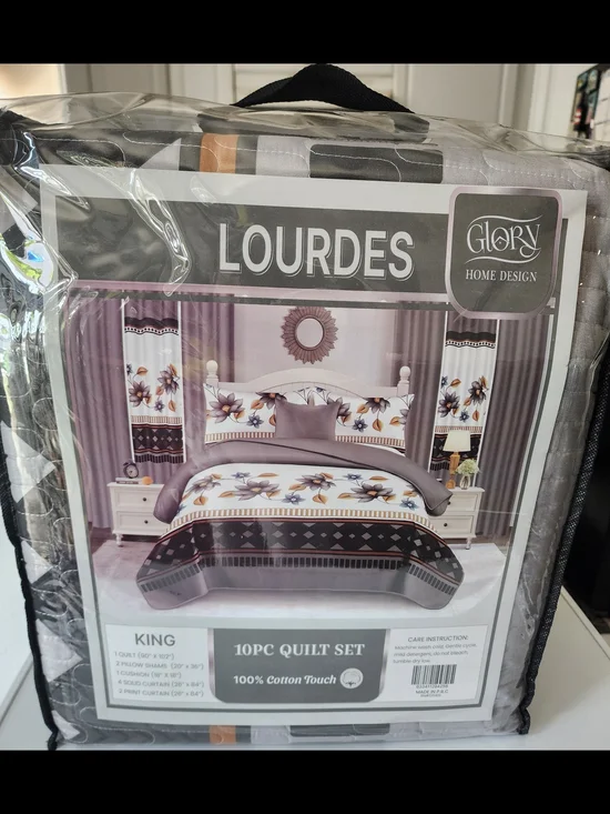 Lourdes King 10pc Quilt Set - Floral