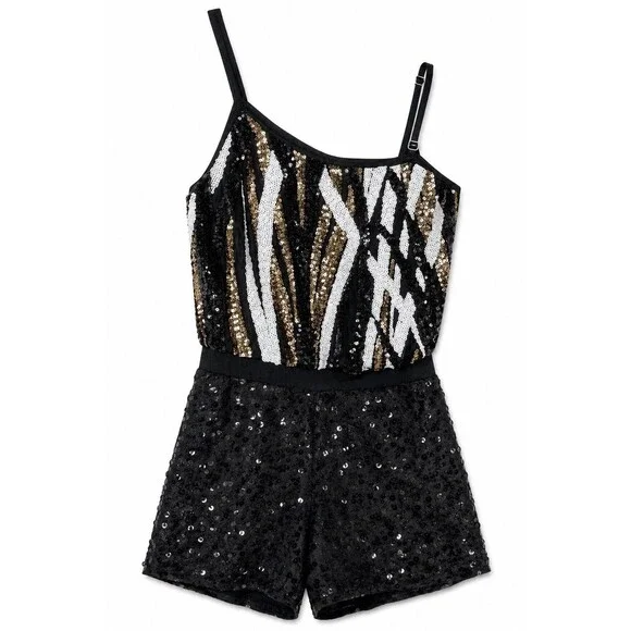 Costume Gallery Youth Girl’s Asymmetrical Sequin Shorts Dance Outfit Size Large