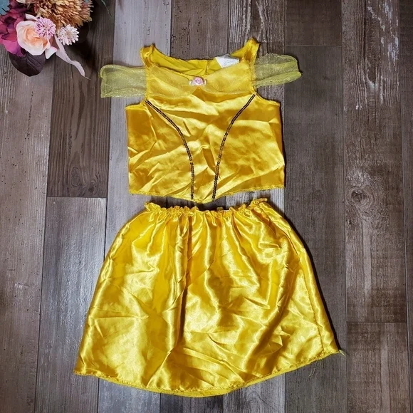Disney Jakks Pacific Fantasy Play Costume Fits Sizes 4-6X Belle Yellow 2Pc