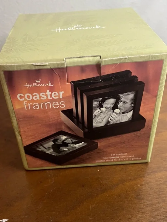Like‎ New Vintage Hallmark Black Coaster Picture Frames Set Four Square Holders