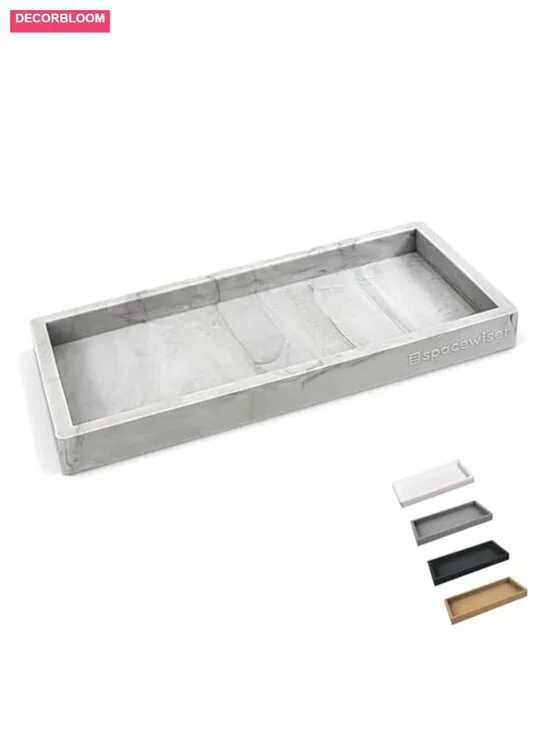 Small Faux Marble Silicone Tray for Kitchen & Bathroom Soap Dispenser