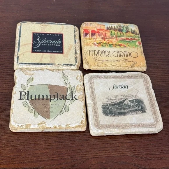 Art & Stone Tumbled Marble Coasters Tile  4 piece Set High Fashion Home Decor