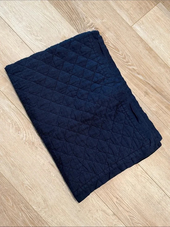 Pottery Barn Kids Euro Linen Baby Quilt Navy