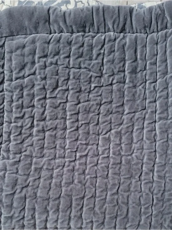 Pottery Barn Velvet Scallop Edge Reversible Quilted Sham King Set-Stormy