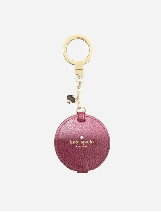 Kate Spade Black Cherry Leather KeyChain  & Compact Mirrow with Gold Hardware.