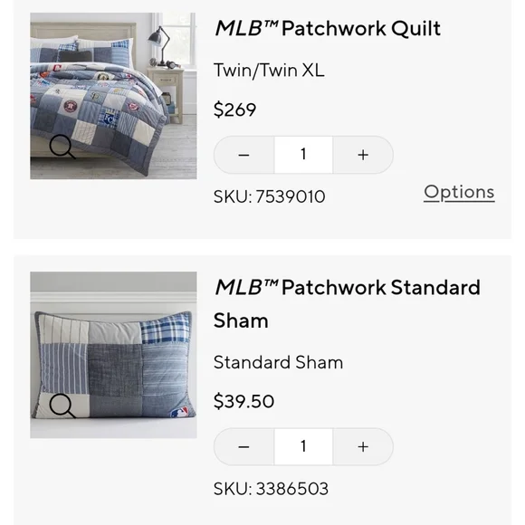 Pottery Barn Teen MLB Patchwork QUILT - Blue, Gray, White. (No Sham)
