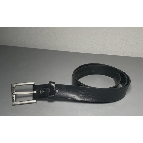 Vintage Harley Davidson Black Leather Belt Mens Size 42 Shield Logo‎