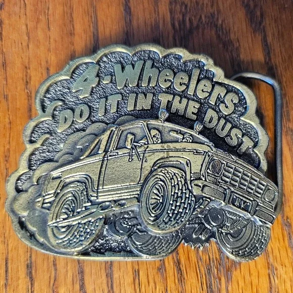 Great American Buckle Co 1980 4-Wheelers Do It In The Dust Brass Belt Buckle 404
