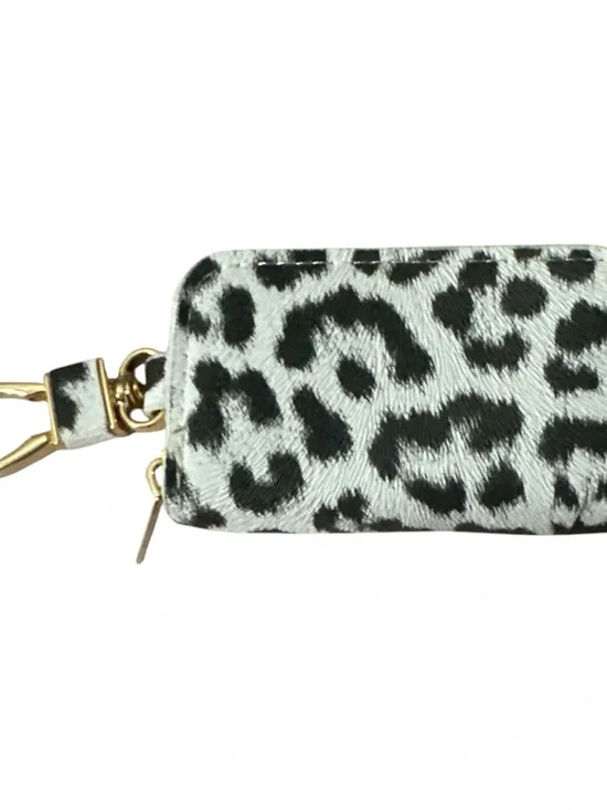 NWOT Aldo Black & White Leopard Print Wrist Key Pouch with rose Gold Hardware ke