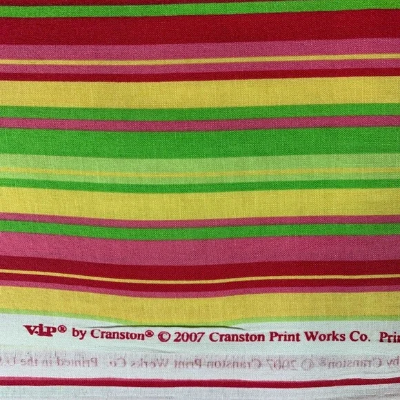 Cranston Multicolor Striped Fabric Cotton Quilting Material USA 2007 44