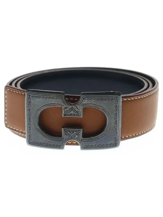 Hermes Touareg Belt Buckle Leather 90 Brown Silver
