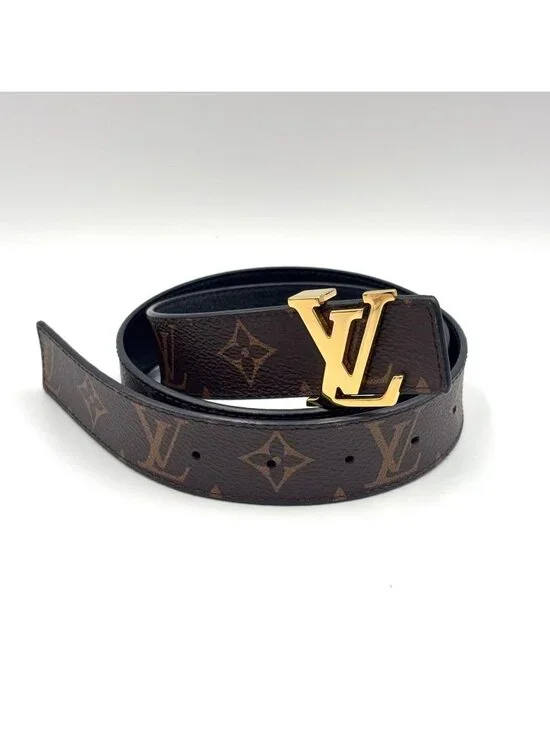 Louis Vuitton Ceinture LV Initial Reversible Leather Brown Black Belt Gold