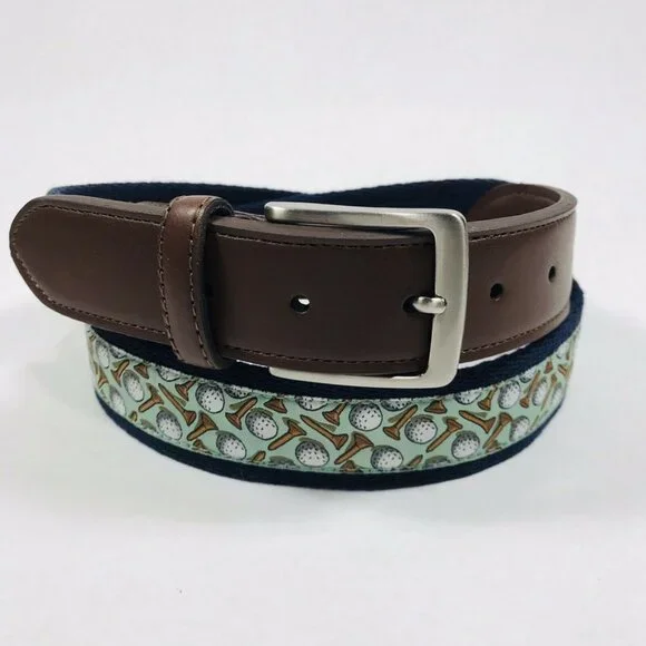 Tommy Bahama Golf Ball Golf Tee Print Canvas Belt