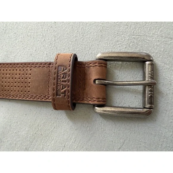 Ariat Work Leather Belt Brown Perforated Size 36 Western Casual New With Tags