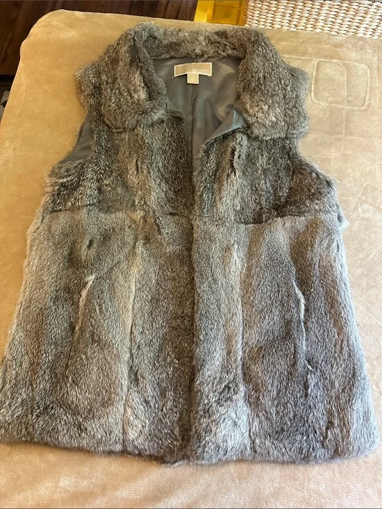 Michael Kors Gray REAL rabbit Fur Vest