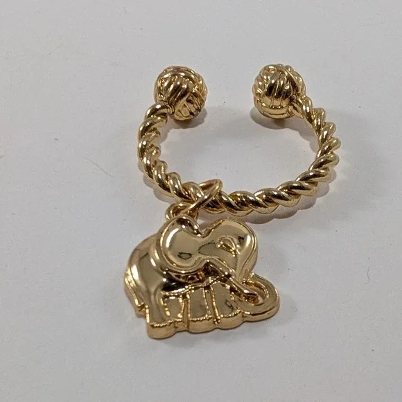 Lilly Pulitzer Gold Elephant Charm Twisted Rope Keychain Key Ring Accessory