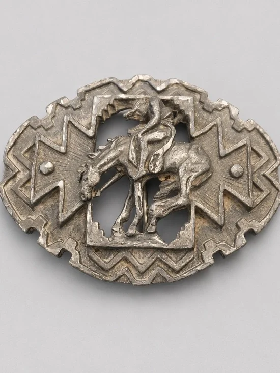 Vintage 1995 EJC End of the Trail Pewter Belt Buckle USA 3.5x2.5