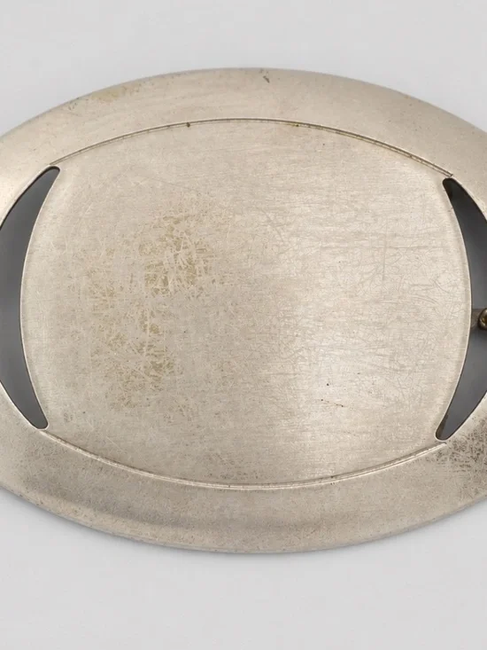 Vintage Oval Silver Tone Belt Buckle 1.5 Inch Belt 3.75x2.5