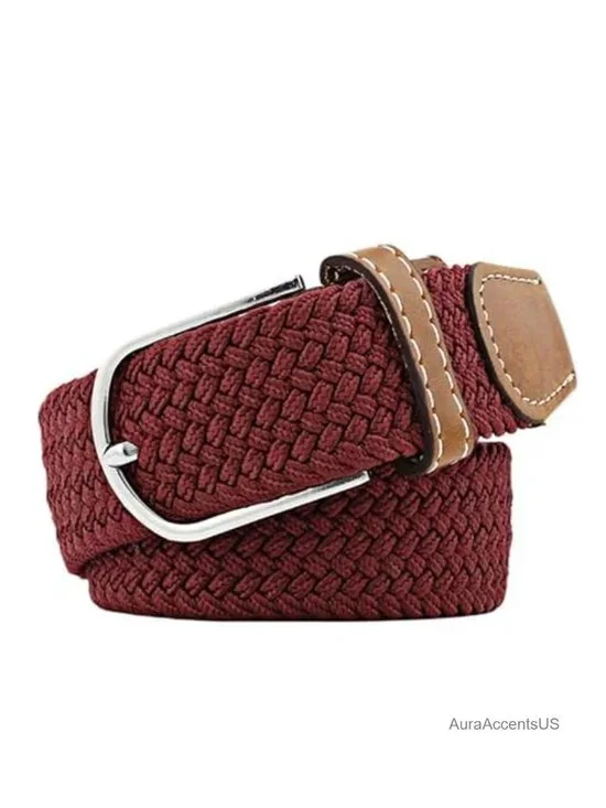 Woven Stretch Belt for Men & Women Elastic Canvas Belt with Alloy Buckle