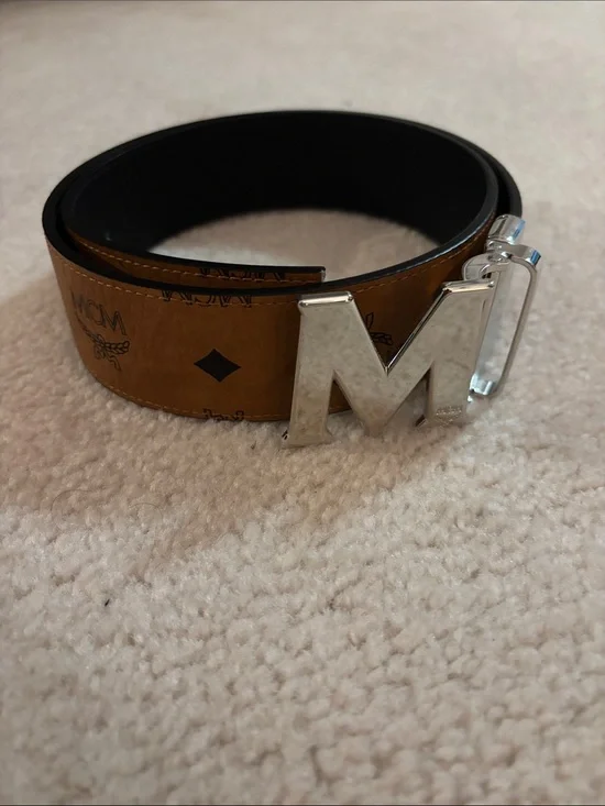 MCM Claus Reversible Leather Belt – Monogram/Black