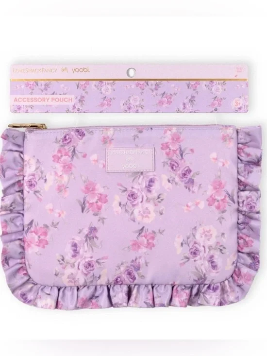 LoveShackFancy x Target Lavender Floral Ruffle Accessory Pouch*brand new