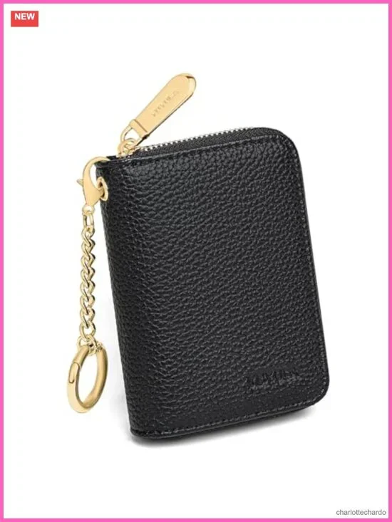 Vegan Leather RFID Blocking Credit Card Wallet with Key Chain 13 Slots