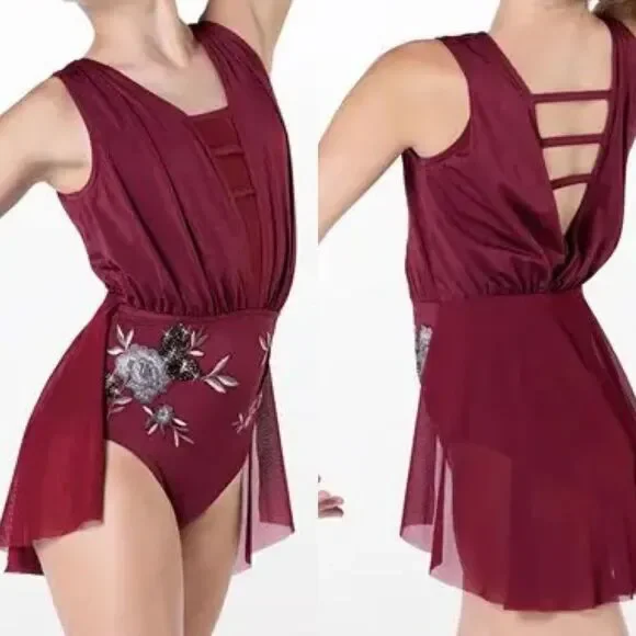 WEISSMAN custom solo Dance Costume burgundy red Boardwalks SH12517 XLA adult