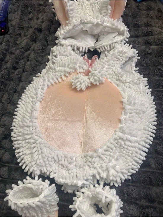 Plush White Lamb Costume with Pink Velvet Belly