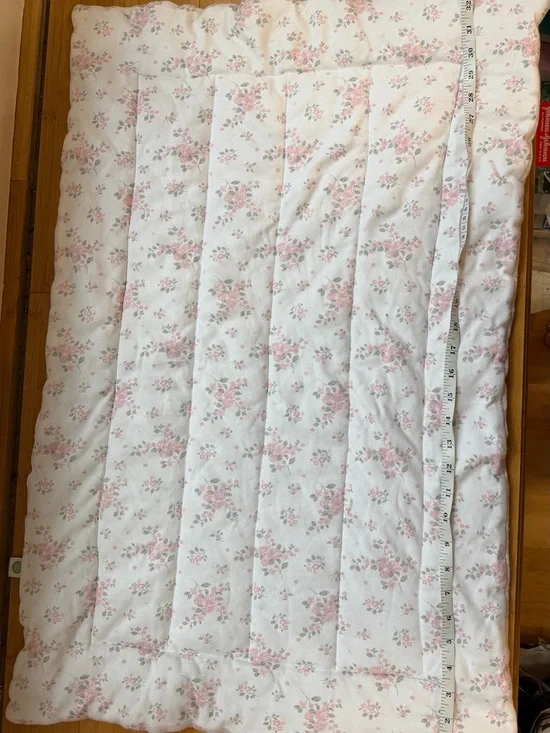 Floral Quilted Baby Blanket - Pink on White