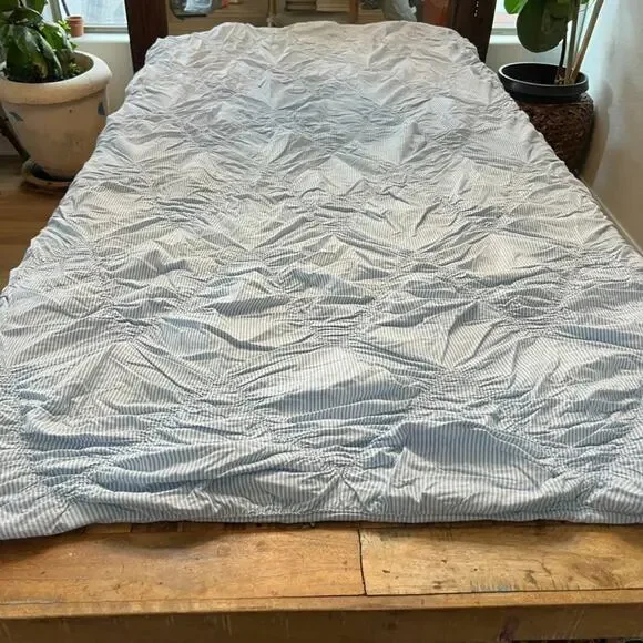 Unbranded Blue Striped Cotton Bedspread Comforter Quilted 68