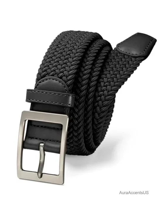 Men's Stretch Braided Belt Elastic Woven Casual Golf Belt for Jeans Pants