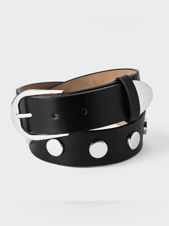 Black leather studded belt