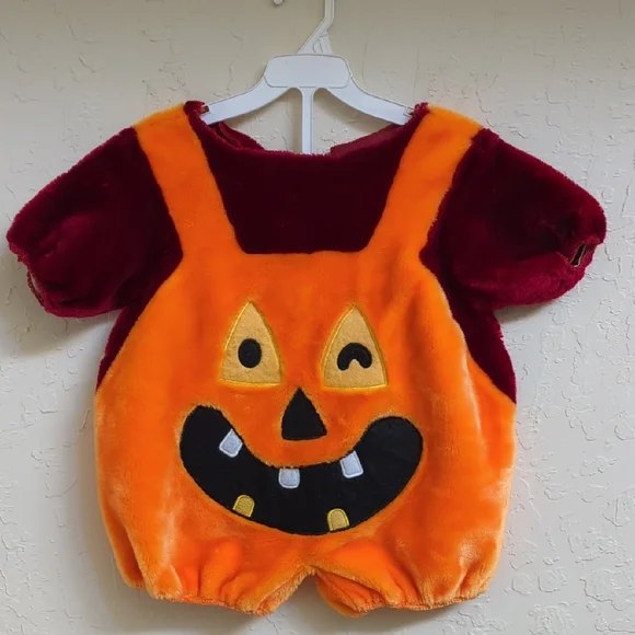 Toddler Orange Pumpkin - Jack-O-Lantern Plush Halloween Costume Ages 2-4