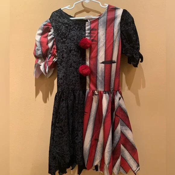 SPIRIT TWISTED CLOWN HALLOWEEN COSPLAY COSTUME GIRLS Kids Large DRESS ONLY