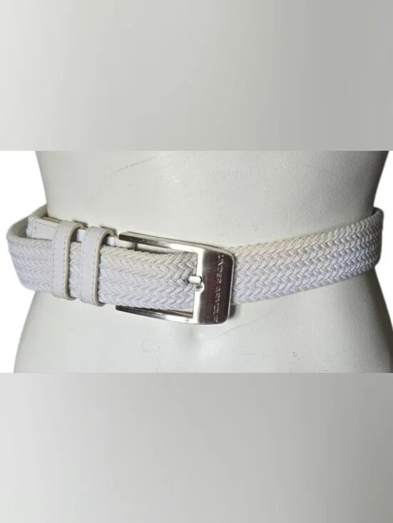 Under Armour White Braided Stretch Golf Belt Silver Logo Buckle Unisex