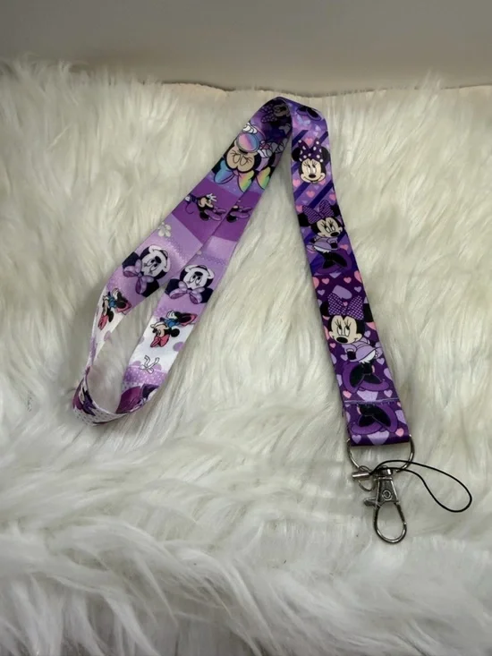 💙3/$20💙 Disney Purple Minnie Mouse Lanyard Key & Card Holder
