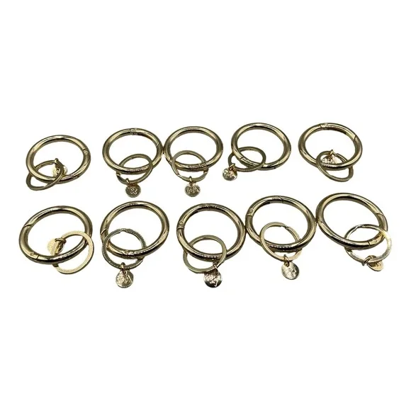 Lot of 10 Gold Tone Spring Ring Carabiner Keyring  I+A Logo Charms