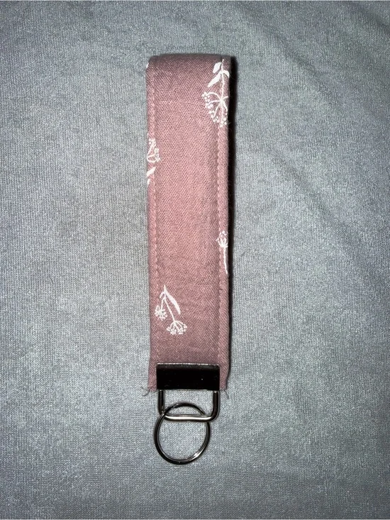 Floral Mauve Fabric Wrist Key Fob