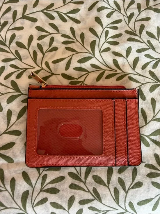a new day Coral Card Holder with ID Window and Zip Pocket