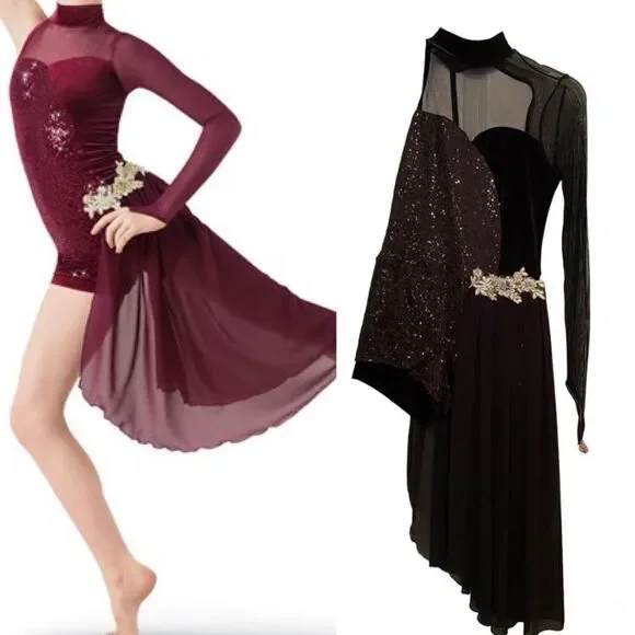 Weissman dance Slow me Down lyrical 9249 BLACK Asymmetrical skirt MC child