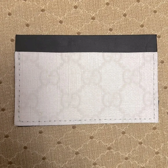Upcycled White GG Card Holder/New