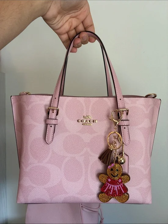 2/$20🎀 Rhinestone Gingerbread Girl Keychain Charm - Pink & Brown