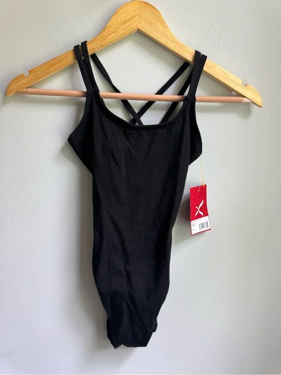 NWT Capezio Girls Black Strappy Leotard / Bodysuit Dance