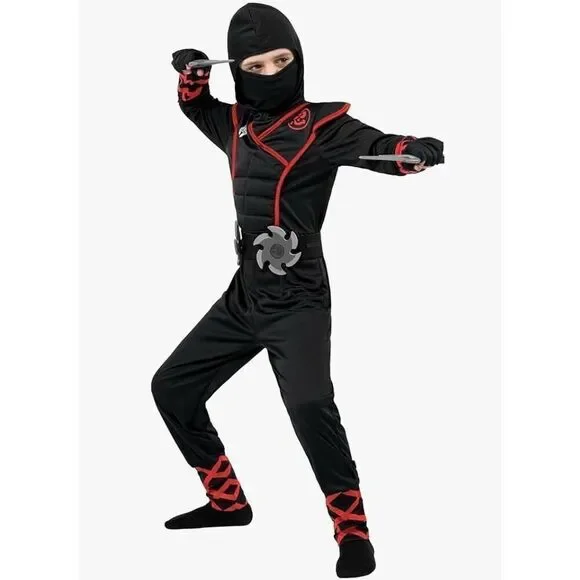 Spooktacular Creations Ninja Costume Black/Red Kids Size XL (12-14)